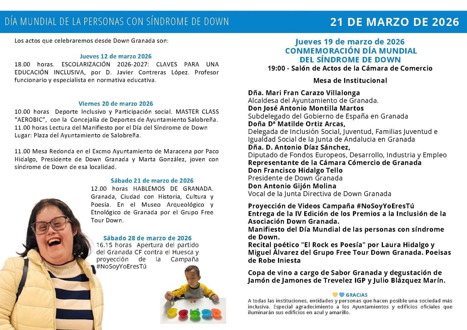 Programa de actos del Día Mundial del Síndrome de Down 2026